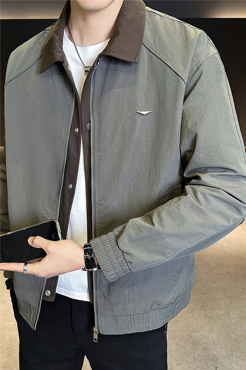 2026新款春季假两件男士外套拼接翻领夹克上衣服A313-26105-P105,男装夹克,电商A313