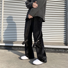 设计感绑带裤高街春季ins休闲裤男宽松直筒M-3XL工装裤K2054-P35，男装休闲裤，星座512-2