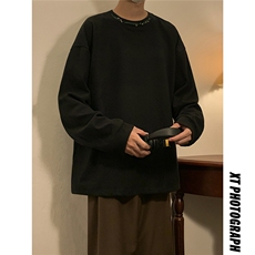 中性款秋季新款德克绒圆领长袖卫衣宽松打底衫A316-1-Y94P40控58，男装T恤，星座906（原电商a316-1）