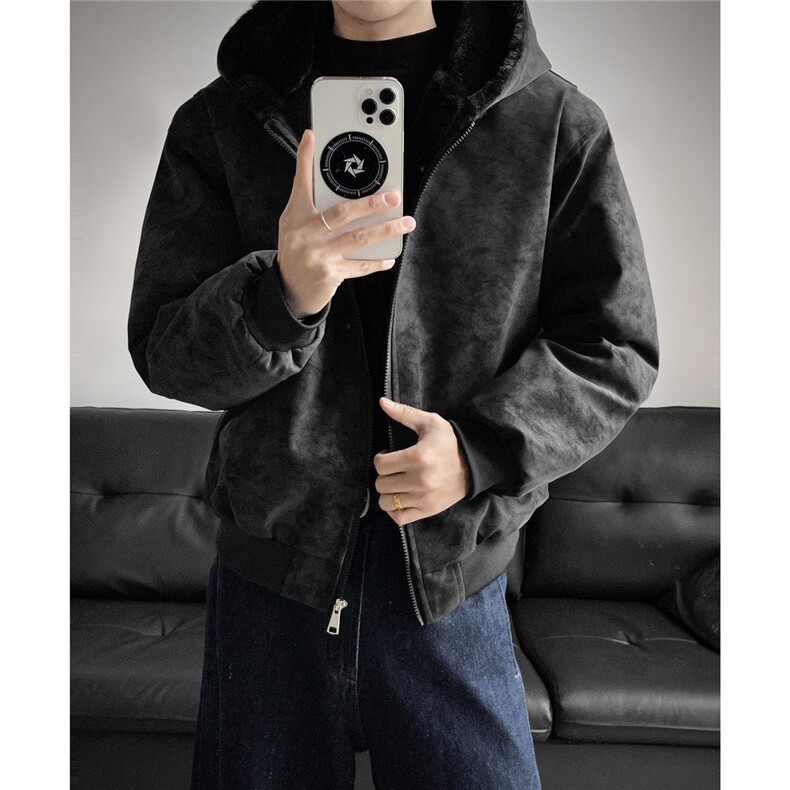 冬季连帽pu皮加绒皮棉衣座山雕男装加绒连帽棉服情侣外套S533特90，男装皮衣，电商A233-1