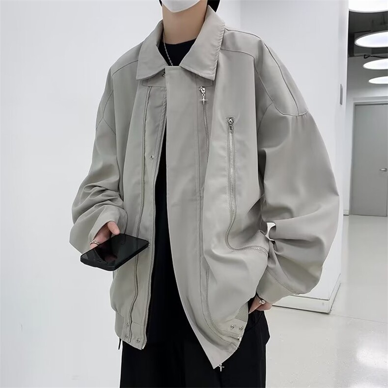 美式夹克男韩版潮流拉链口袋高街帅2023秋冬新款ins外套W5352-P66,男装夹克,星座412-3