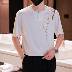 小伙纯色重工T恤男休闲宽松风刺绣衬衣轻熟风A236-82572-P55，男装T恤，电商A236