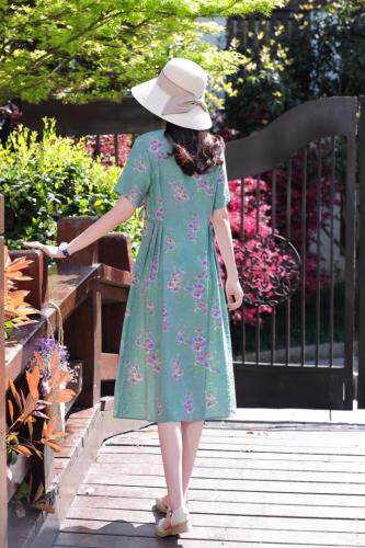 现货，棉麻天丝连衣裙，女装连衣裙，金典明美