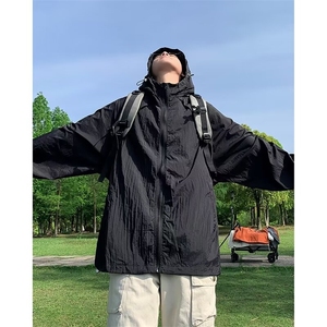 机能连帽防晒衣男夏季薄款防晒服痞帅户外冲锋衣外套 HT76图片