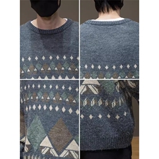 B042-P45美式休闲毛衣男传统复古春秋冬季潮牌宽松大码民族风，男装针织衫/毛衣，电商B323A