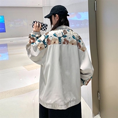 2024春季新款港风情侣大码立领刺绣花蕾夹克M-5XHJ22039-P80，男装夹克，电商A022