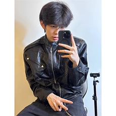 现货美式街头复古小香风皮衣外套男女春秋装新款宽松设计感小众情，男装皮衣，星座218-1（原230）