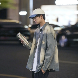 A1005 P55 秋冬新款青年男生休闲日系港风潮男外套牛仔衬衫长袖图片