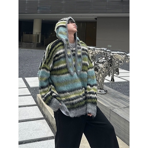 网图有货 条纹慵懒风软糯撞色圆领针织毛衣男女A1133-P52 帽子P22图片