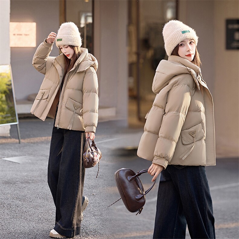 加厚防寒保暖羽绒服女短款2024冬新款爆款时尚宽松连帽白鸭绒外套，女装羽绒服，曼慕纤衣