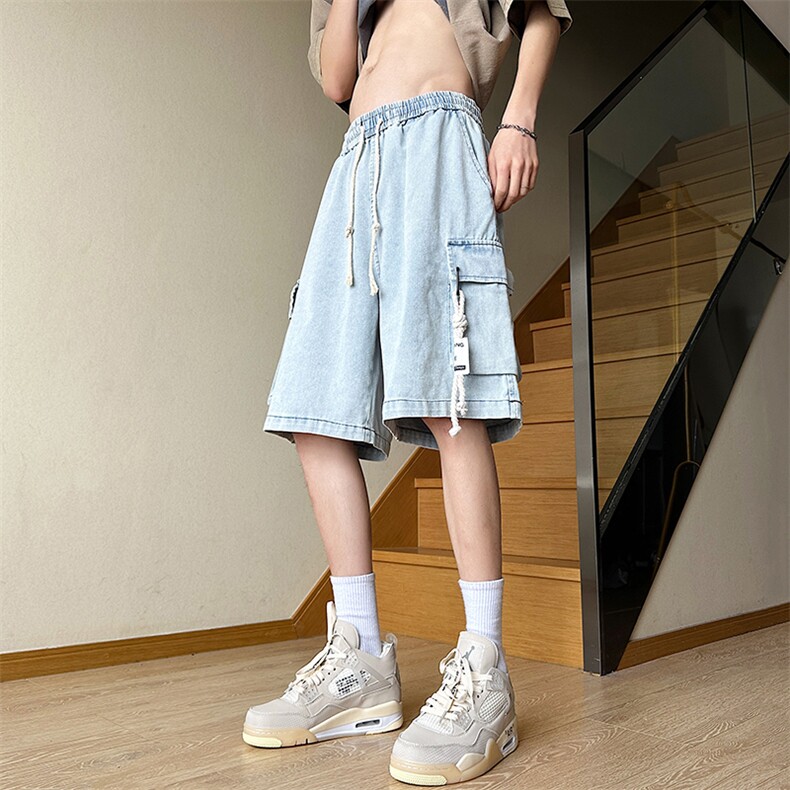 牛仔短裤男夏季薄款潮牌休闲中裤男生美式五分裤子男款N0938-P40,男装牛仔裤,星座308B-1