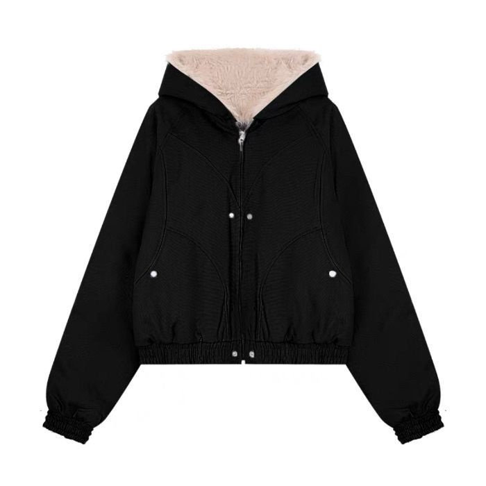 【高质量】座山雕短款cleanfit加厚情侣毛领棉衣外套G803P110网图图片