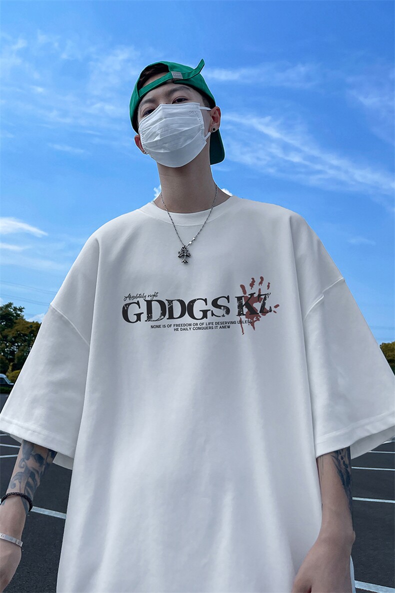 已注册/夏季外景纯棉重磅设计感短袖T恤男宽松圆领体恤DT9680/P25,男装T恤,电商B316