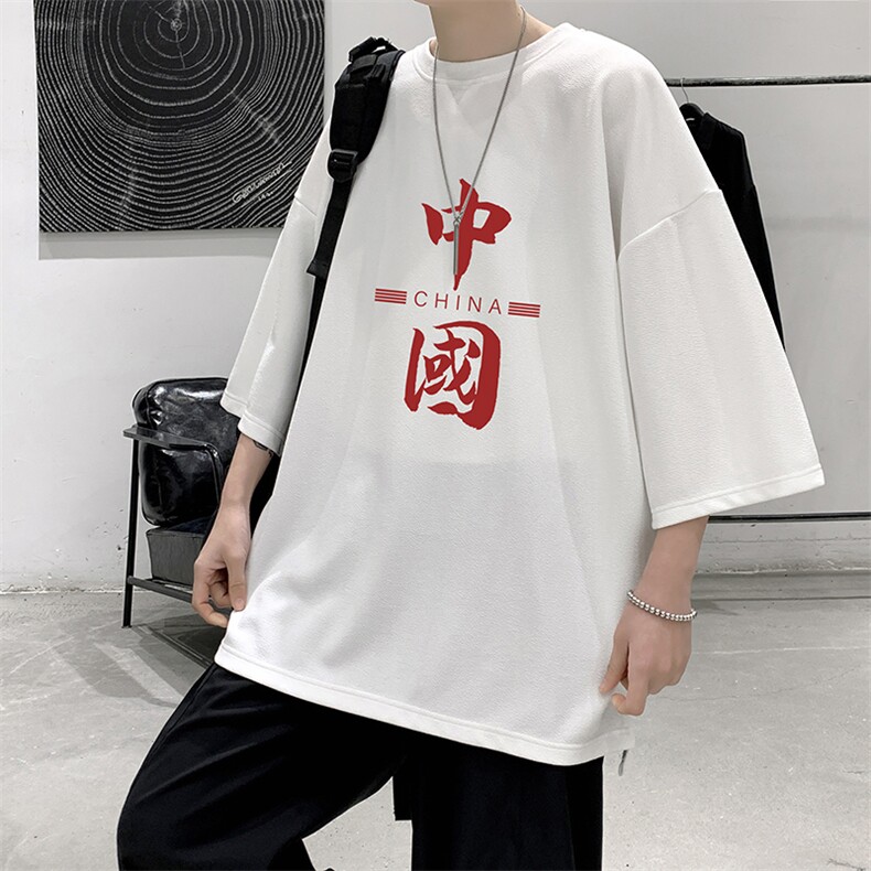 Q11198-P30春夏季七分袖t恤男大码五分袖男短袖中袖大皂风,男装T恤,电商A040