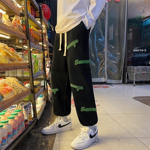 特P25春秋季长裤子港风潮牌毛巾绣束脚裤休闲卫裤K2206