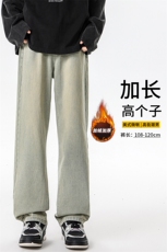 加长版裤子男高个子水洗微喇牛仔裤185cm110直筒KZ008P60加绒70，男装牛仔裤，电商B312