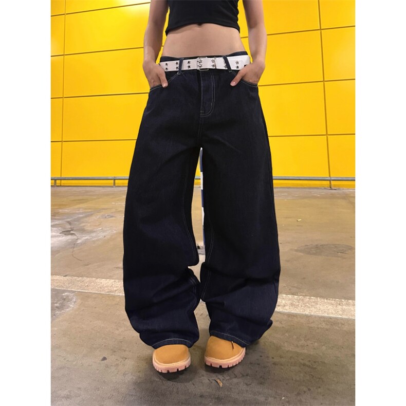 N56-P51美式覆古水洗字母刺绣牛仔裤男女宽松休闲百搭直筒长裤,男装牛仔裤,电商B323A