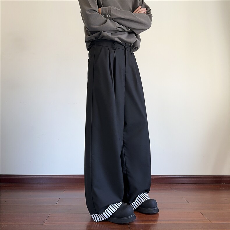 2026秋季新款裤脚条纹拼接宽松休闲西裤B315-K25647-特p45控88,男装西裤,电商B315