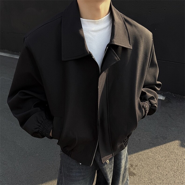 HJ97-P66美式cleanfit翻领垫肩行政夹克男春秋季款情侣,男装夹克,电商B323A
