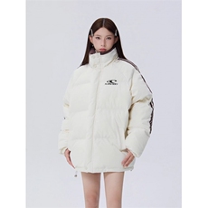 潮原创美式条纹立领棉服面包服男女情侣宽松冬季加厚外套，男装棉衣，星座1210-1