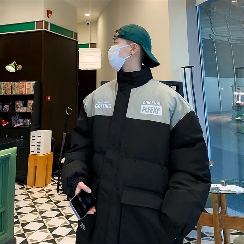 棉服男款美式高街潮牌冲锋衣棉衣外套冬装小众设计感加厚棉袄,男装棉衣,星座716-4