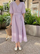 【补单款】夏季格子系列显瘦款连衣裙，女装连衣裙，奥瑾