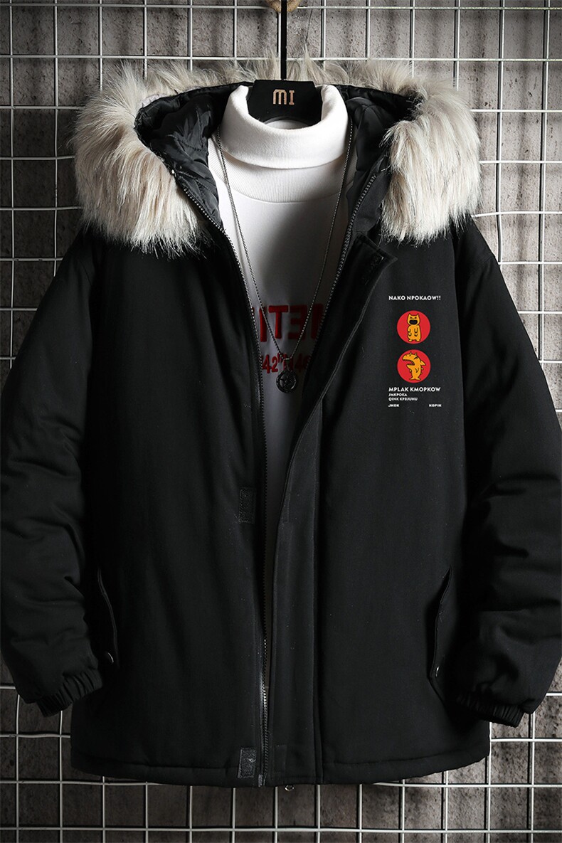 MM48093-P130冬季大毛领衣男士大码加厚袄男服网格挂拍,男装棉衣,电商A040A