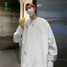 袖子拼接圆领套头卫衣男潮牌潮牌ins秋冬上衣男1240-P35，男装卫衣，星座910-5