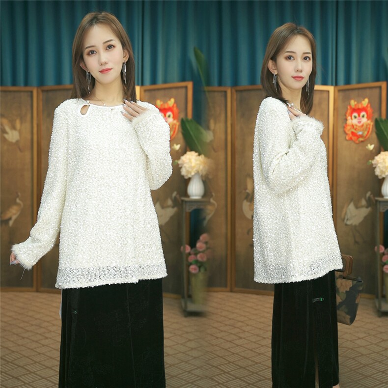 现货2024春季新款简约刺绣盘扣衬衫新中式穿搭上衣B010，女装衬衫，非你不可新中式