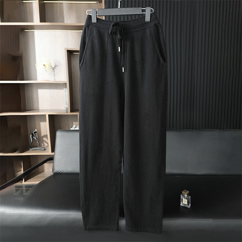 时尚男士宽松休闲裤秋冬新款舒适百搭长裤高品质简约阔腿裤，男装休闲裤，台绒羊绒