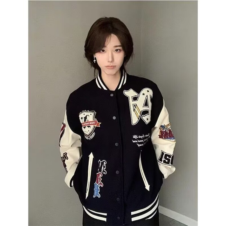 男童贴标棒球服2025新款春秋装男孩韩版时髦中大童洋气开衫外套潮,女装短外套,星座506A