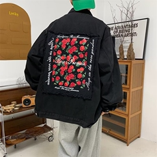 单排扣宽松型翻领青春流行外穿秋季印花男牛仔夹克长袖W5057-P62，男装夹克，星座512-2