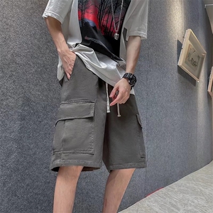 夏季休闲短裤男士宽松工装五分裤港风潮流大口袋中裤DK100 P33图片