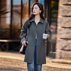 韩版气质风衣女2025春秋新款高级感时尚宽松中长款休闲百搭大衣，女装风衣，靓衣阁