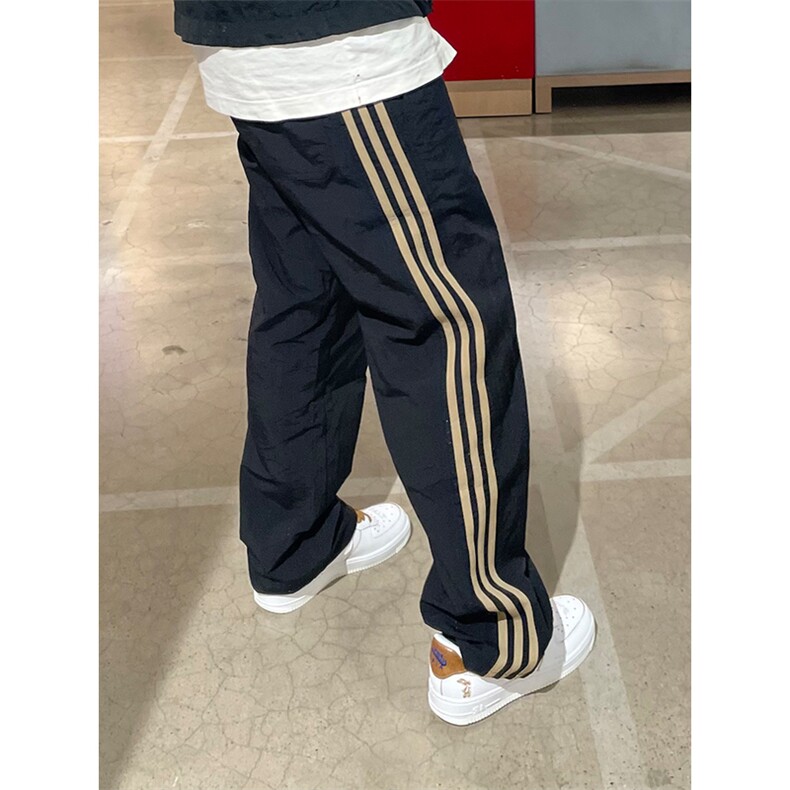三条杠条纹裤子男款夏季青少年薄款设计感潮牌速干裤子宽松休闲裤,男装工装外套,星座1007（原301D）