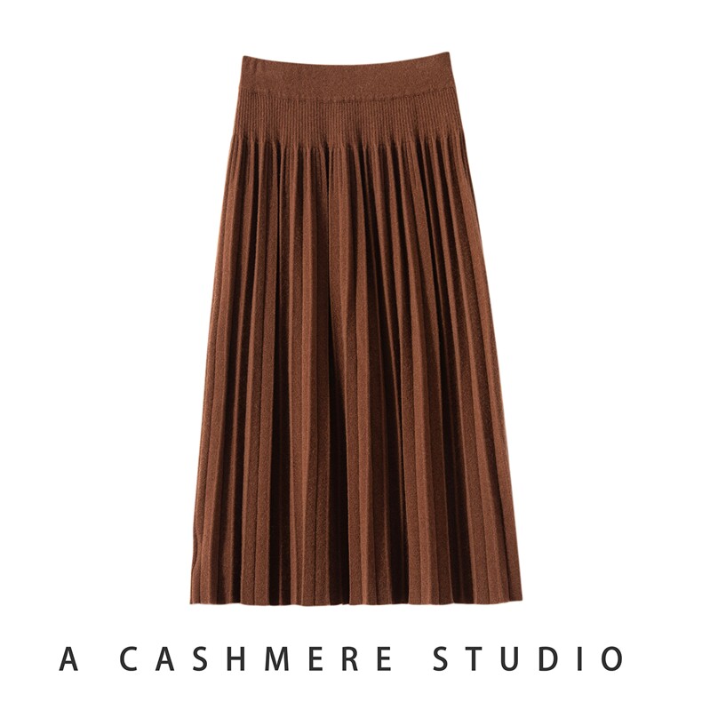 2025年秋季新款百搭女士中腰百褶裙，女装半身裙，轻暖羊绒