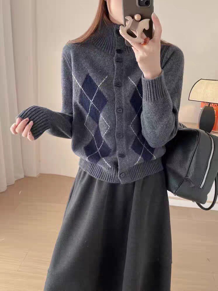 2025年秋季通勤时尚百搭通勤简约休闲开衫，女装针织衫/毛衣，唐诺