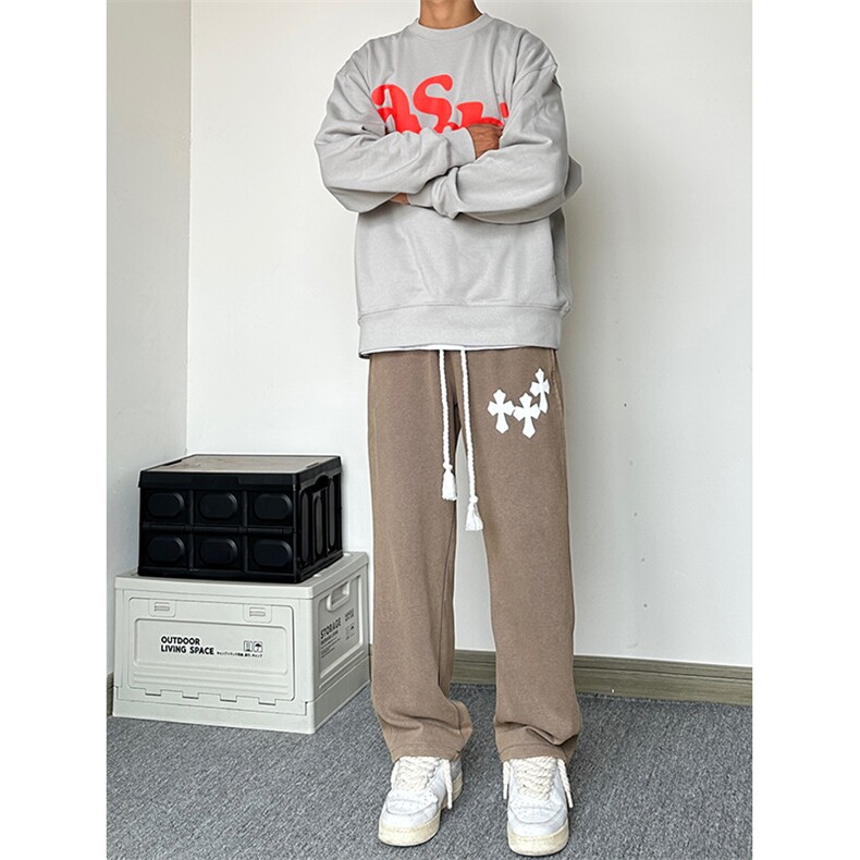 港风水洗大码休闲裤直筒裤卫裤拖地裤A014-DY23312-P65控88,男装休闲裤,电商A014