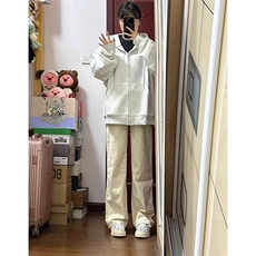 纯色外套女2025新款春秋冬韩系宽松慵懒休闲开衫上衣连帽加绒卫衣，女装短外套，星座506A
