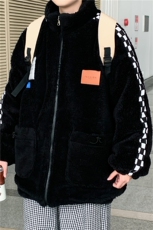 羊羔毛外套男冬季加绒加厚港风潮牌贴布棉服情侣棉衣W2297-P80，男装棉衣，星座512-2