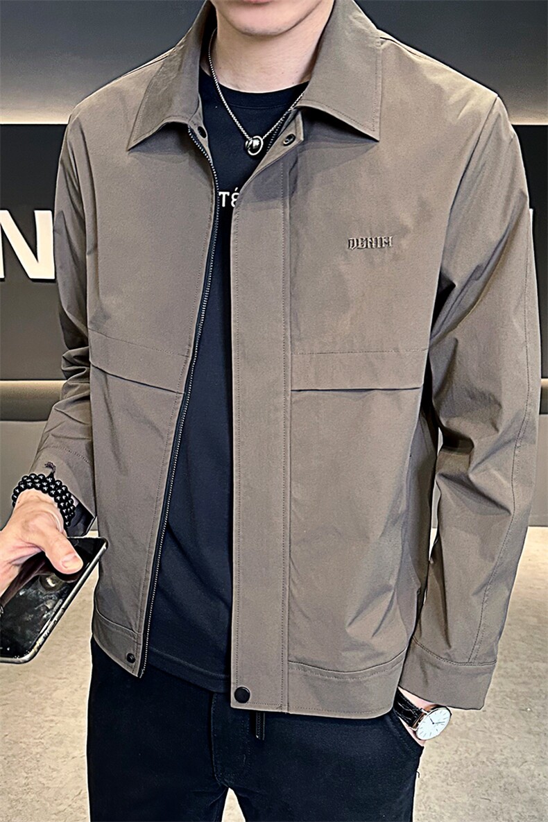 夹克男翻领韩版修身轻商务纯色刺绣外套A329-329-1-P85,男装夹克,电商A329