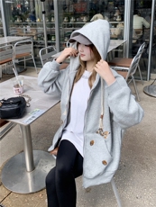 现货2026春秋季连帽外套女针织撞色可爱风学生休闲百搭外，女装卫衣/绒衫，网红馆