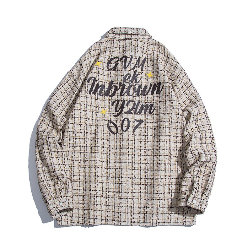 1白底小香风大码中性风M-5XL情侣潮长袖衬衣男CCS8019P45控68,男装衬衫,星座226-2