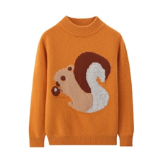 新款百搭加厚小松鼠套头衫，童装儿童羊毛衫，联起羊绒