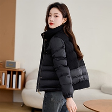 冬装新款时尚气质拼接加厚短款羽绒服新标90%白鸭绒，女装羽绒服，姿衣坊