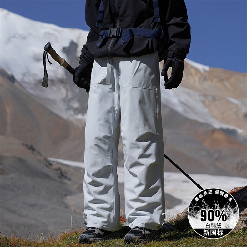 羽绒裤男士款登山长裤冬季户外穿骑行三防休闲工装裤K6785P108,男装棉裤,电商D310B