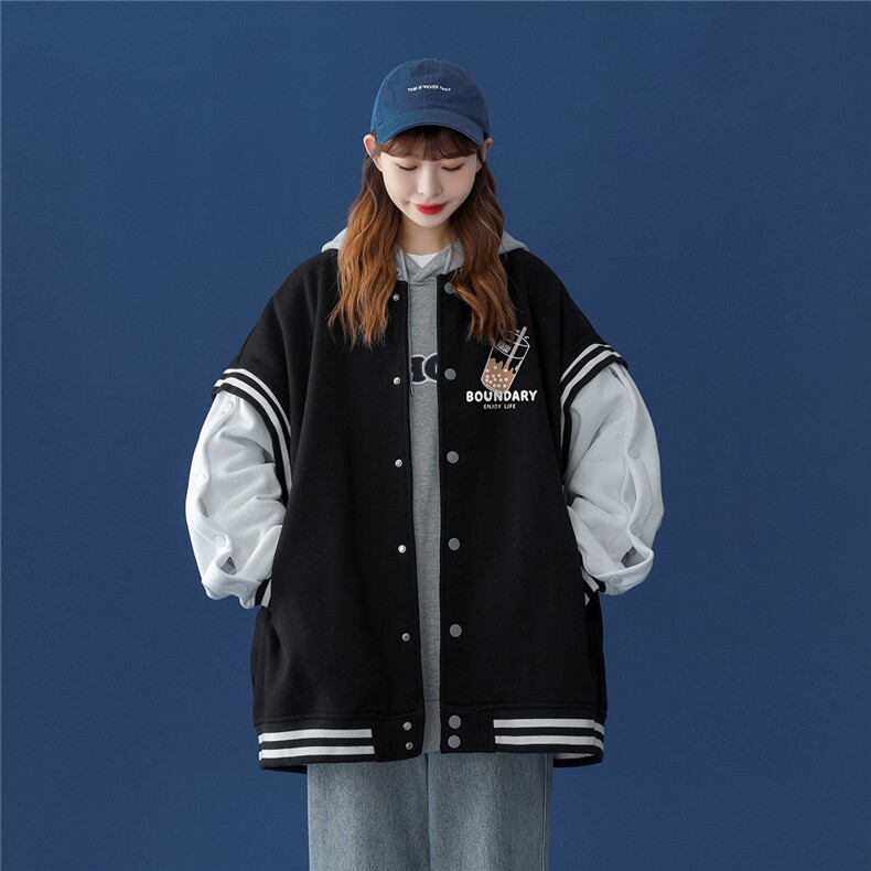 中性风2023秋季新款港风设计感印花情侣棒球服外套G552p75控98,男装夹克,A247A