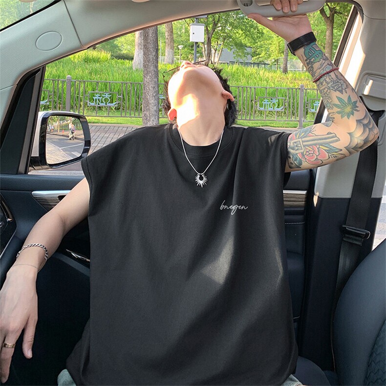 可48小时发货支持抖音得物来样二开240克重磅美式纯棉背心无袖t恤，男装背心/马甲，电商A486