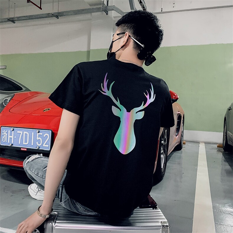 T042021年夏季新款社会小伙反光短袖男创意潮流印花T恤,男装T恤,星座102A（原电商D309-1）