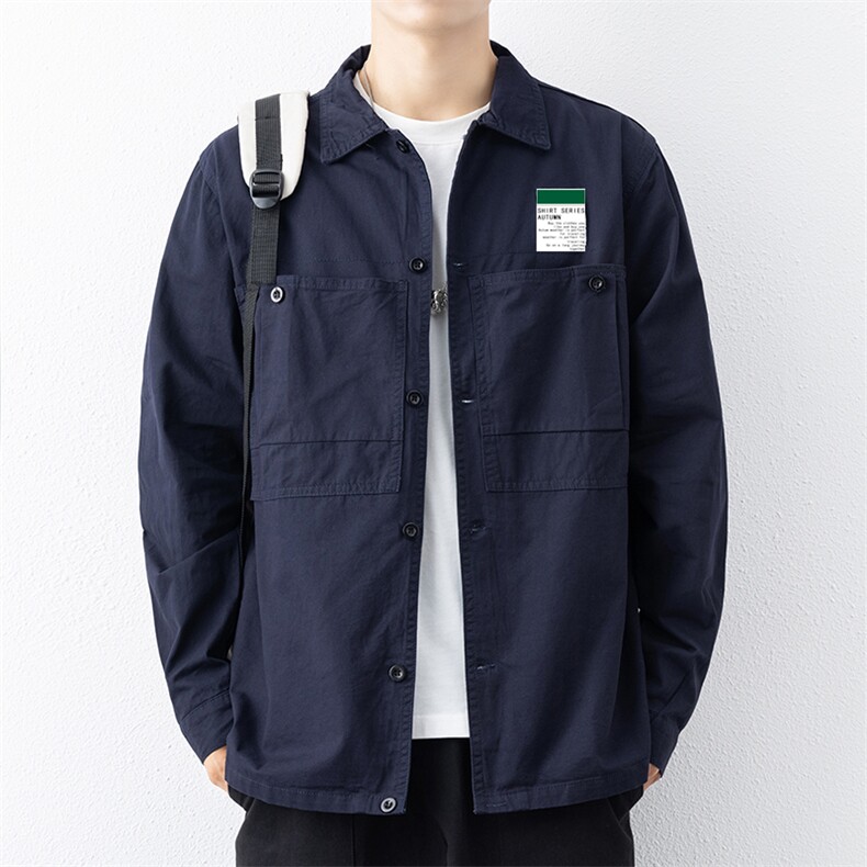 衬衣男新款纯棉工装翻领休闲时尚长袖衬衫XZ310B-3-CY806-P58,男装衬衫,星座310B-3